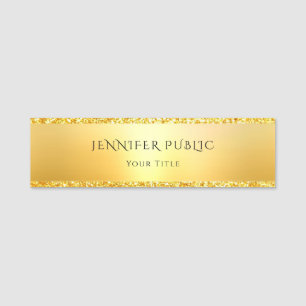 Glamourous Gold Glitter Trendy Elegant Template Name Tag