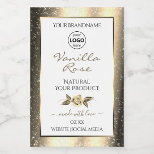 Glamourous Gold Glitter White Product Labels Logo