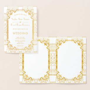 Glamourous Gold Great Gatsby Art Deco Wedding   Foil Card