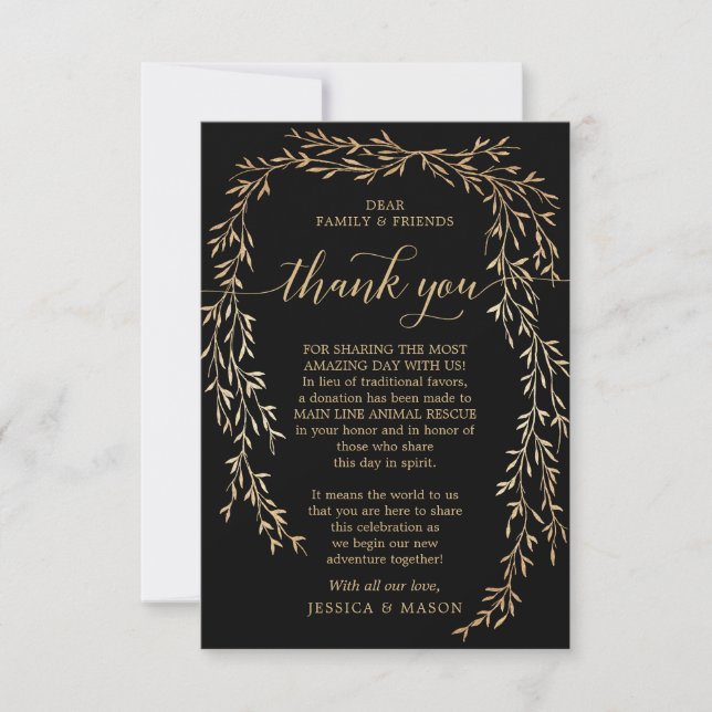 Glamourous Gold In Lieu of Favours Card (Front)