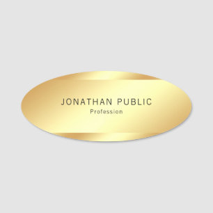 Glamourous Gold Look Elegant Simple Design Modern Name Tag