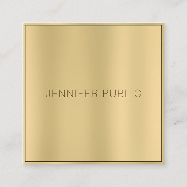 Glamourous Gold Look Modern Elegant Professional Square Business Card (Front)