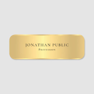 Glamourous Gold Look Modern Elegant Simple Design Name Tag
