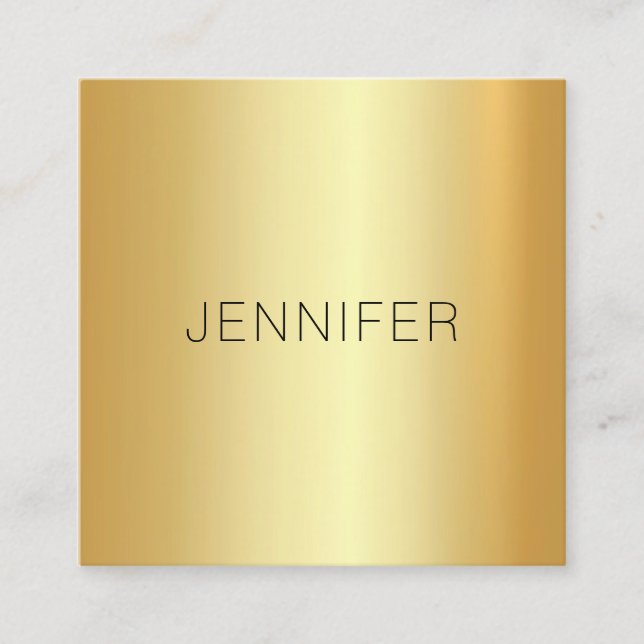 Glamourous Gold Look Modern Elegant Simple Templat Square Business Card (Front)