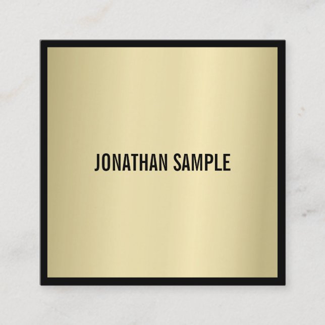 Glamourous Gold Look Modern Luxury Fashionable Square Business Card (Front)
