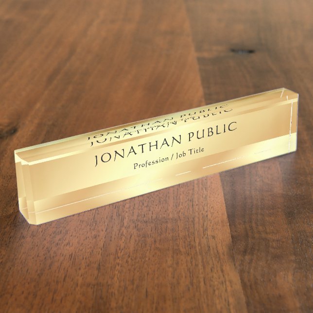 Glamourous Gold Look Modern Template Elegant Nameplate (Side)