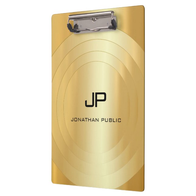 Glamourous Gold Look Monogram Elegant Template Clipboard (Left)
