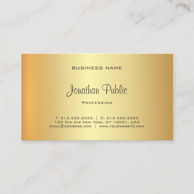 Glamourous Gold Look Professional Elegant Business Card (Front)
