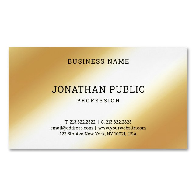 Glamourous Gold Look Professional Template Modern Magnetic Business Card (Front)