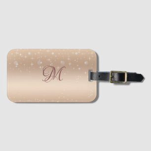 Glamourous gold metallic lustre, gradient, stars luggage tag
