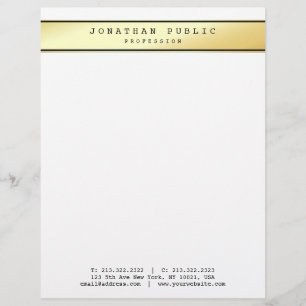 Glamourous Gold Modern Trendy Elegant Template Top Custom Letterhead