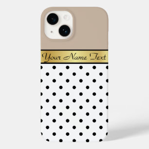 Glamourous Gold Name Champagne's & White Black Dot Case-Mate iPhone 14 Case