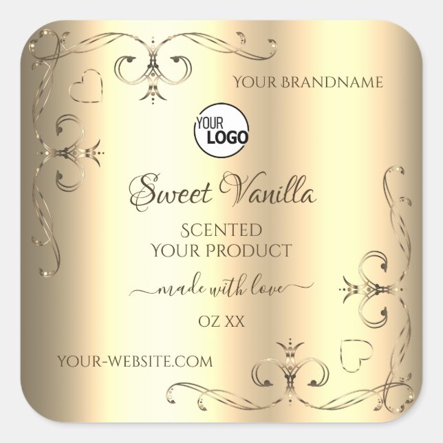 Glamourous Gold Product Labels Ornate Corners Logo (Front)