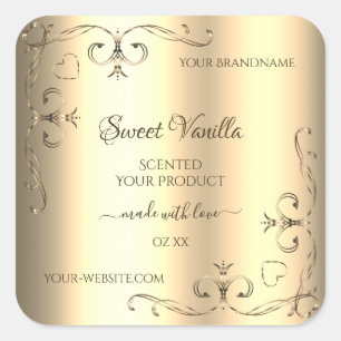 Glamourous Gold Product Labels with Ornate Corners