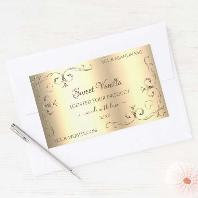 Glamourous Gold Product Labels with Ornate Corners (Envelope)