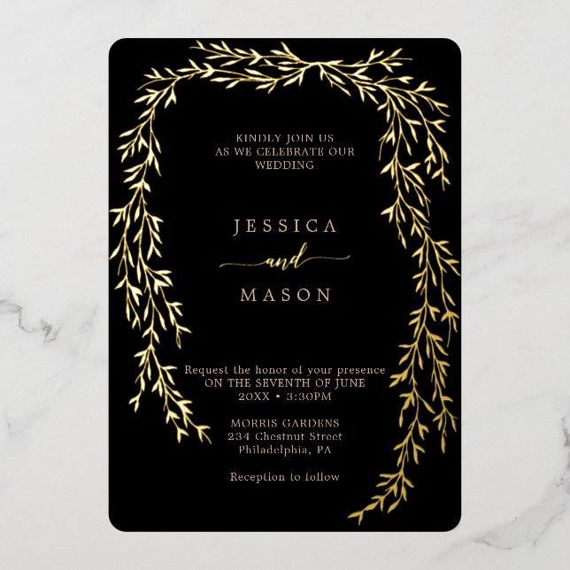 Glamourous Gold Real Foil Wedding Invitations (Front)