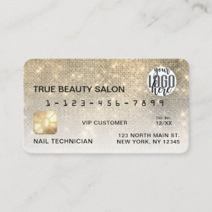 Glamourous Gold Sequin Glitter Credit Card Logo
