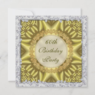 Glamourous Gold & Silver 60th Birthday Party Invitation
