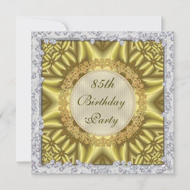 Glamourous Gold & Silver 85th Birthday Party Invitation (Front)