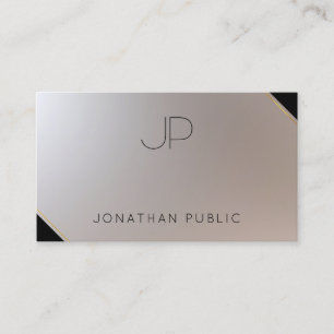 Glamourous Gold Silver Elegant Monogram Modern Business Card