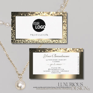 Glamourous Gold Sparkle Glitter Logo Elegant White Business Card