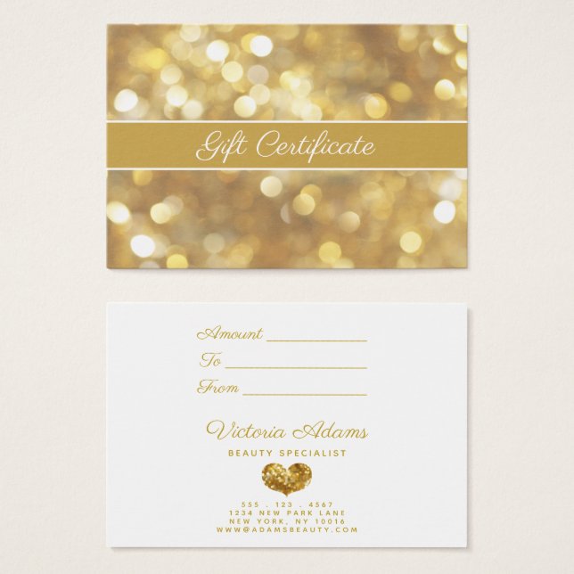 Glamourous Gold Sparkles | Salon Gift Certificate (Front & Back)