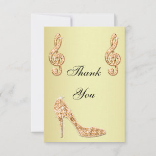 Glamourous Gold Stiletto & Music Note Thank You Card
