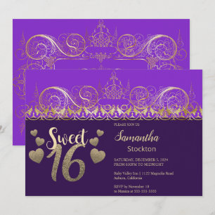 Glamourous Gold Sweet 16 Invitation