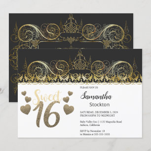 Glamourous Gold Sweet 16 Invitation