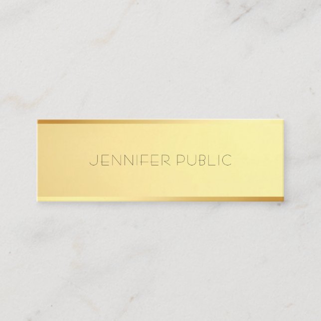 Glamourous Gold Template Elegant Minimalist Design Mini Business Card (Front)
