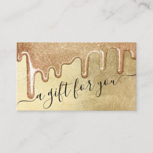 Glamourous Gold Thick Glitter Drip Gift Certificat Business Card