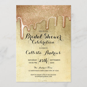 Glamourous Gold Thick Glitter Drips Bridal Shower Invitation
