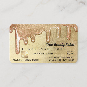 Glamourous Gold Thick Glitter Drips Credit Business Card