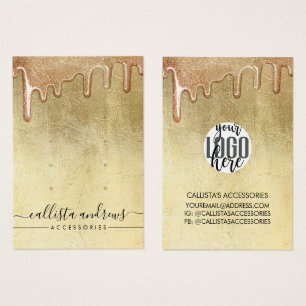 Glamourous Gold Thick Glitter Drips Logo Earring