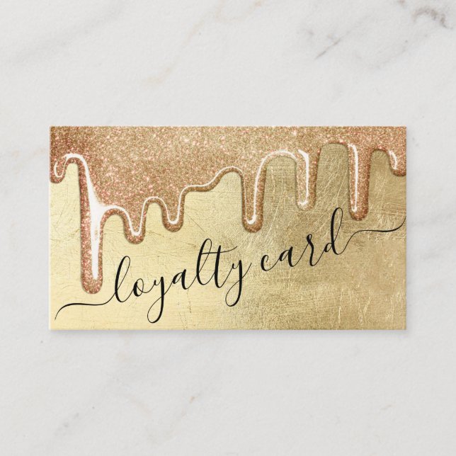 Glamourous Gold Thick Glitter Drips Loyalty Card (Front)