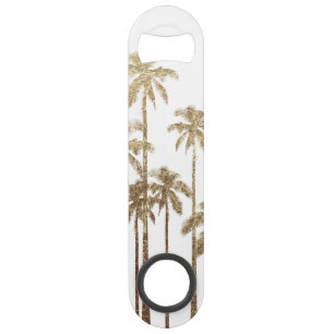 Glamourous Gold Tropical Palm Trees on White