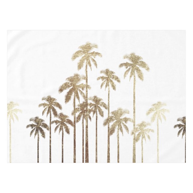 Glamourous Gold Tropical Palm Trees on White Tablecloth (Front (Horizontal))