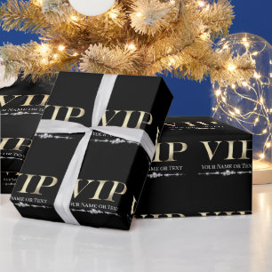 Glamourous Gold VIP on Black Wrapping Paper