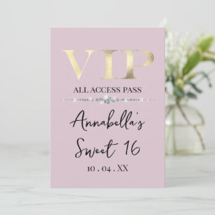 Glamourous Gold VIP on Pink Invitation