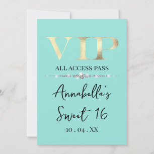Glamourous Gold VIP on Teal Invitation
