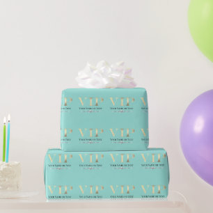 Glamourous Gold VIP on Teal Wrapping Paper