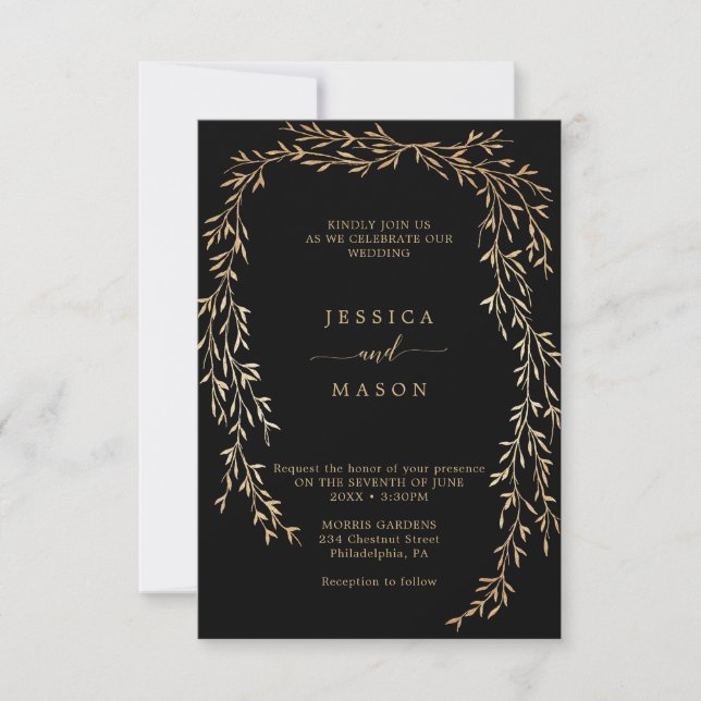 Glamourous Gold Wedding Invitations (Front)
