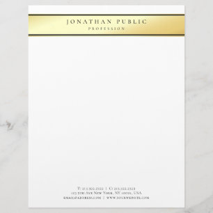 Glamourous Gold White Modern Trendy Recycled Paper Custom Letterhead