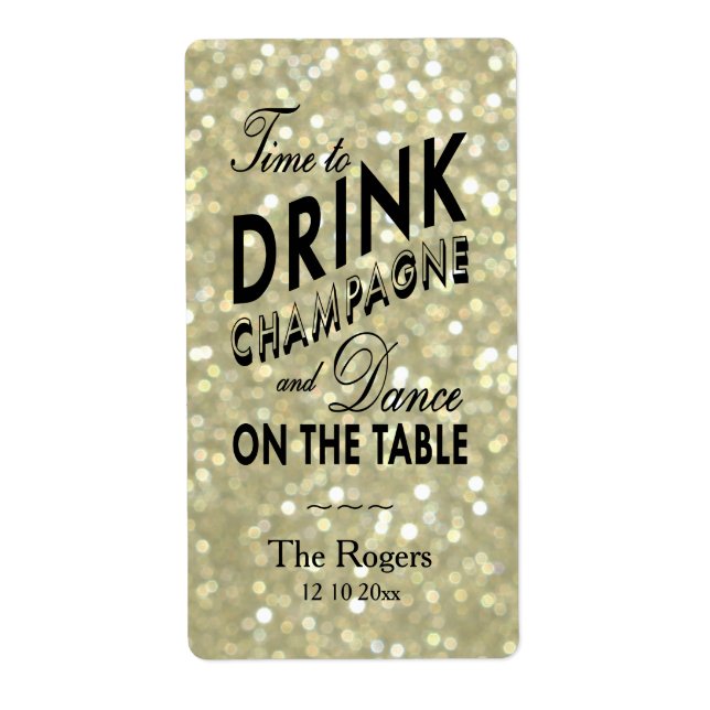 Glamourous Gold Wine Label (Front)