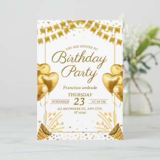 Glamourous Golden Birthday Celebration Invitation