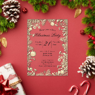 Glamourous Golden Decorations Christmas Party Acrylic Invitations