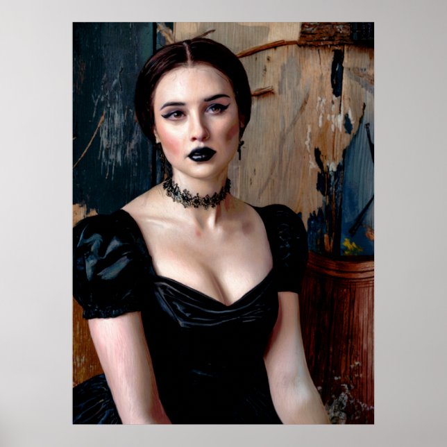 Glamourous Goth Simulated Oil Painting Poster (Front)