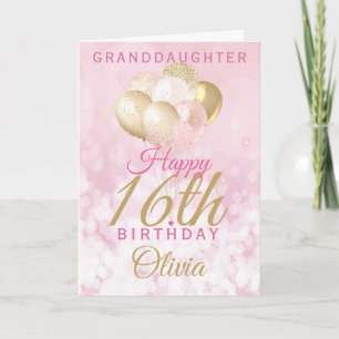 Glamourous Granddaughter 16th Birthday Balloon Card