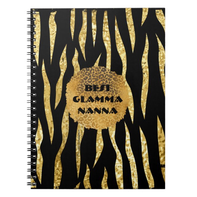 Glamourous Grandma Gold Black Animal Print Glam-ma Notebook (Front)