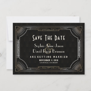 Glamourous Great Gatsby Gold Art Deco Wedding Save The Date